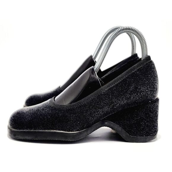 MNG by Mango Women’s Block Heel Velvet Chunky Heel Size 36/5.5 Square Toe Shoes - Picture 6 of 9